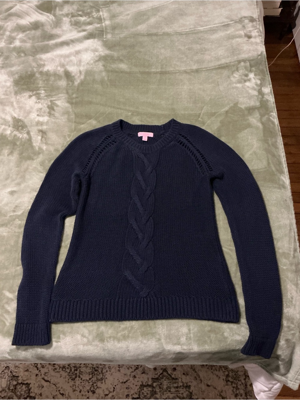 Lilly Pulitzer Navy Cable-Front Crewneck Sweater size small